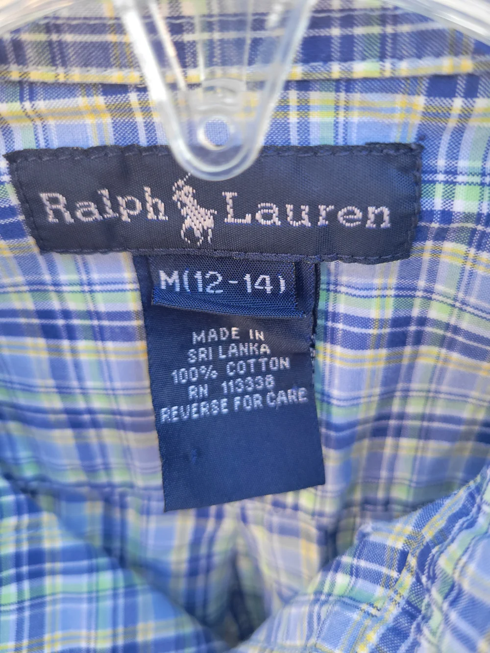 Ralph Lauren Light Blue Plaid Short-Sleeve Button-Down Shirt